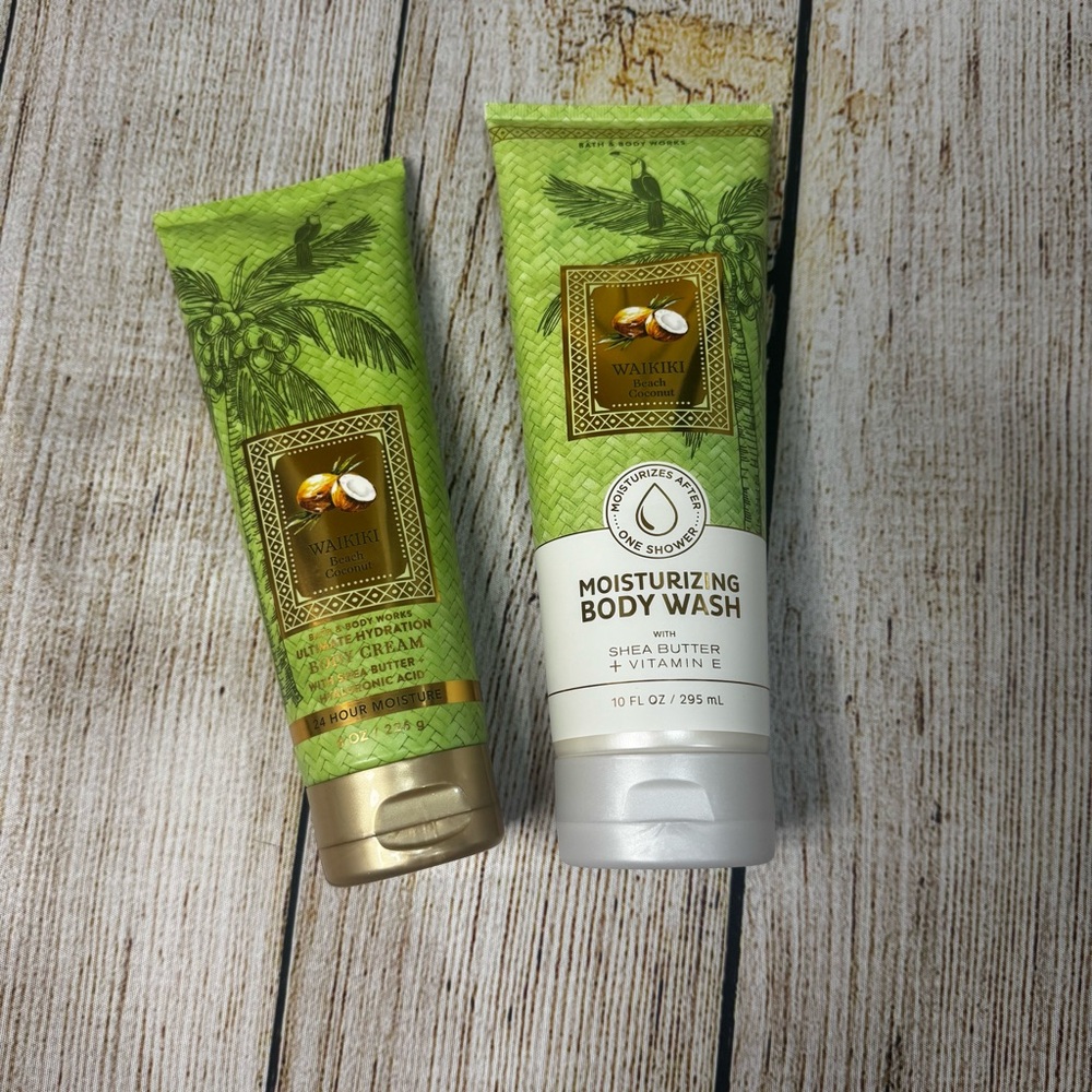 NWT Bath & Body Works Waikiki Beach Coconut Body Wash and Body Cream Set BBW